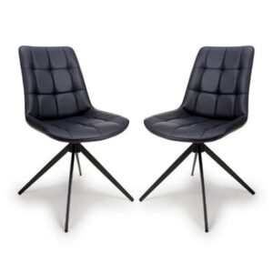 Captiva Black Faux Leather Dining Chairs In Pair