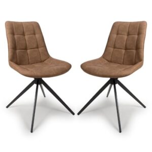 Captiva Tan Faux Leather Dining Chairs In Pair