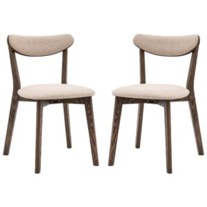 Hervey Smoked Oak Wooden Dining Chairs In Pair