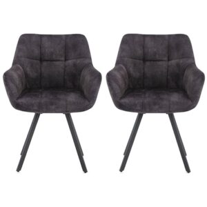 Jordan Charcoal Fabric Dining Chairs With Metal Frame In Pair