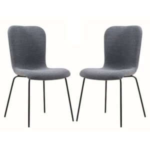 Ontario Dark Grey Fabric Dining Chairs With Black Frame In Pair