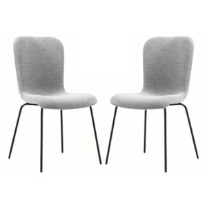 Ontario Light Grey Fabric Dining Chairs With Black Frame In Pair