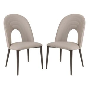 Sanur Light Grey Faux Leather Dining Chairs In Pair