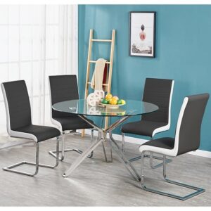 Toulouse Glass Dining Table With 4 Symphony Dining Chairs