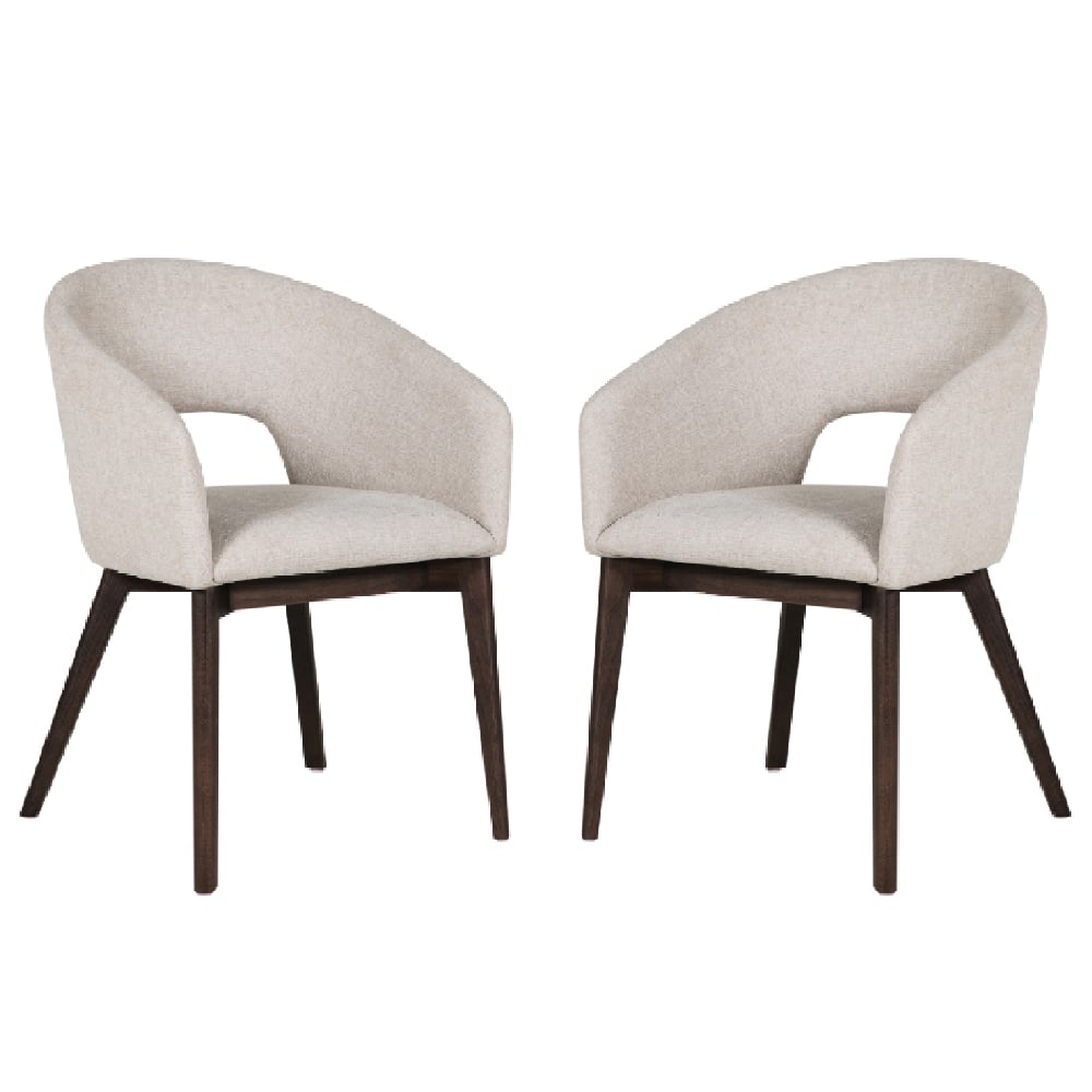 Adria Natural Fabric Dining Chair With Oak Legs In Pair