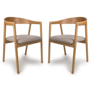 Allen Natural Wooden Dining Chairs In Pair