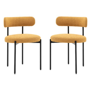 Arras Ochre Fabric Dining Chairs In Pair