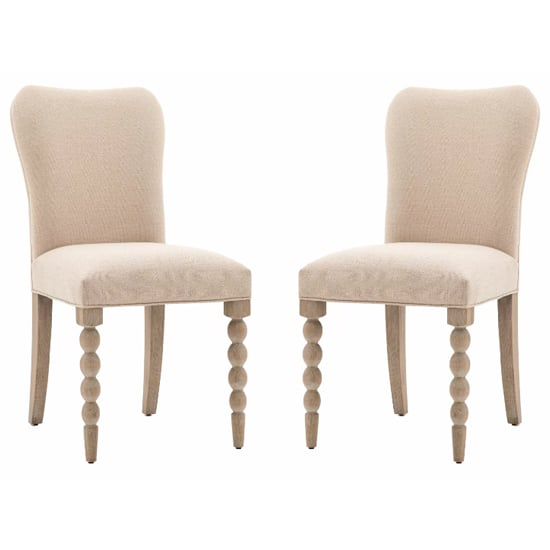 Arta Natural Fabric Dining Chairs In Pair