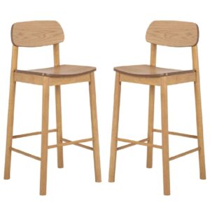 Bastrop Matt Oak Wooden Bar Stools In Pair