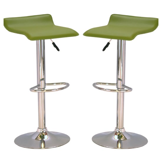 Belita Green PVC Bar Stools With Chrome Base In Pair