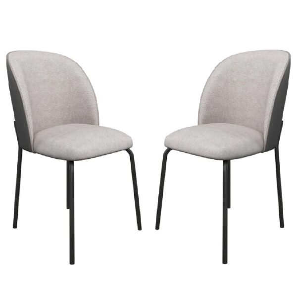 Cadillac Grey Fabric Dining Chairs With Leather Back In Pair