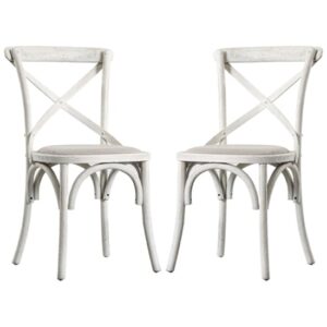 Caria Cross Back Natural Wooden Dining Chairs In Pair