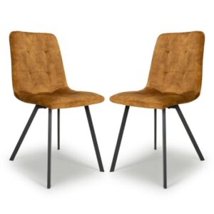 Cluj Bronze Velvet Dining Chairs With Black Legs In Pair
