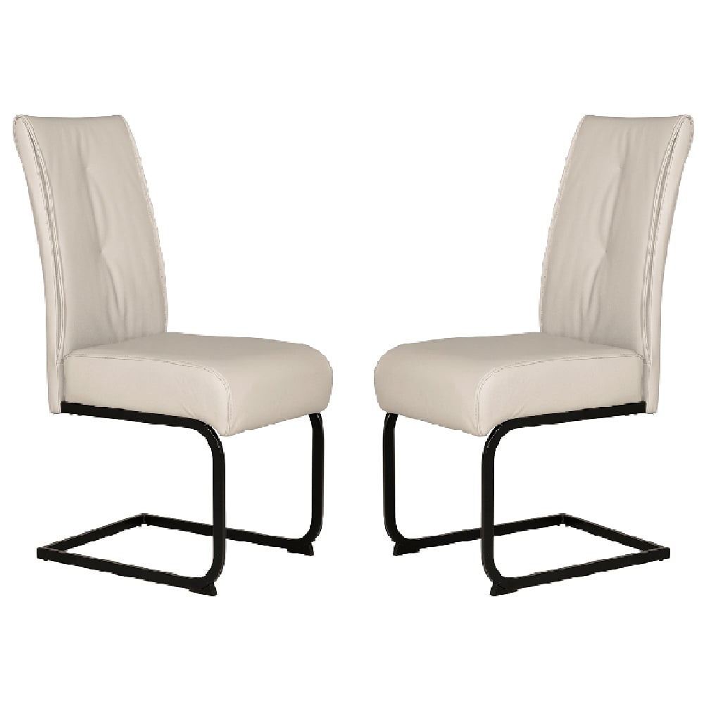 Decatur Natural Leather Dining Chairs With Black Legs In Pair