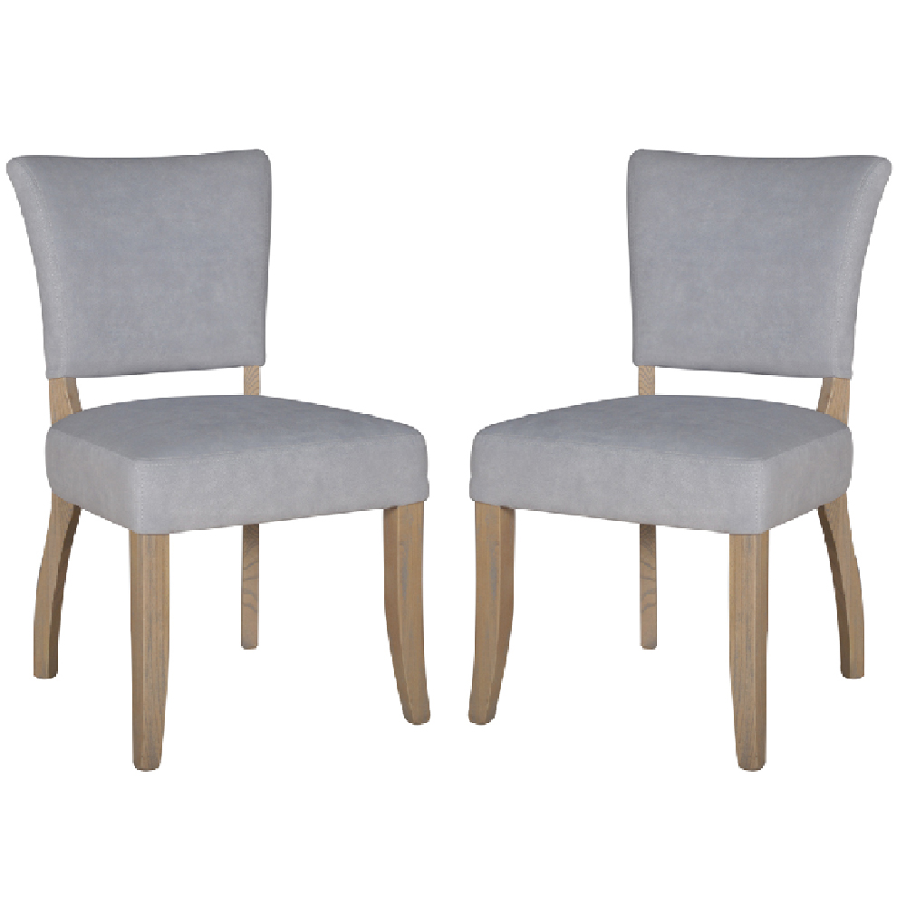 Dothan Light Grey Velvet Dining Chairs With Oak Legs In Pair