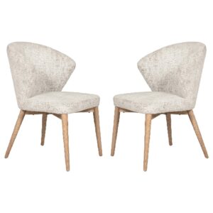 Elkhorn Natural Fabric Dining Chairs With Oak Legs In Pair