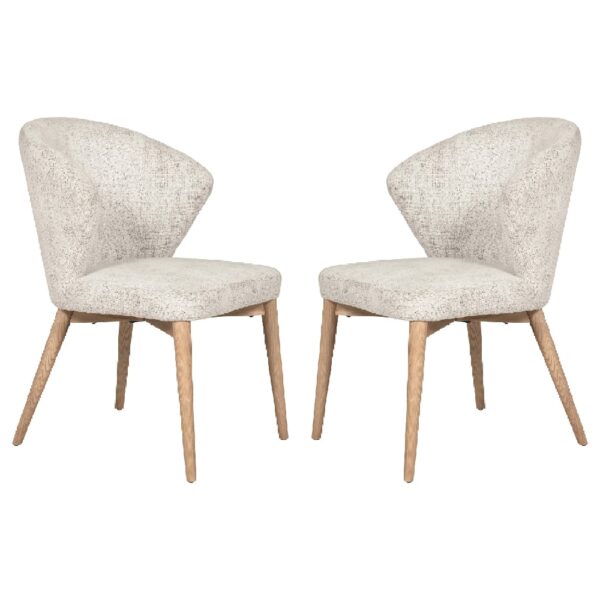 Elkhorn Natural Fabric Dining Chairs With Oak Legs In Pair