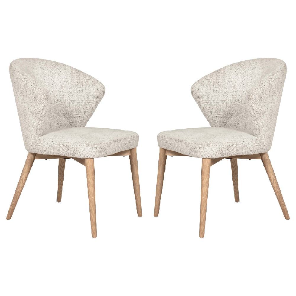Elkhorn Natural Fabric Dining Chairs With Oak Legs In Pair