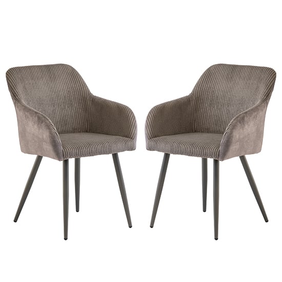 Glen Grey Corduroy Velvet Dining Chairs In Pair