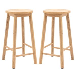 Hervey Natural Wooden Bar Stools In Pair