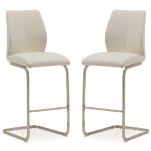 Ithaca Taupe Faux Leather Bar Chairs With Chrome Base In Pair