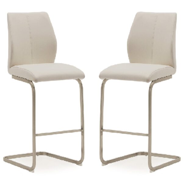 Ithaca Taupe Faux Leather Bar Chairs With Chrome Base In Pair