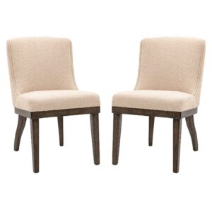 Kigali Taupe Fabric Dining Chairs With Oak Legs In Pair