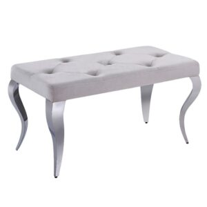 Lloyd Velvet Dining Bench With Steel Legs In Cream