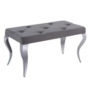 Lloyd Velvet Dining Bench With Steel Legs In Grey