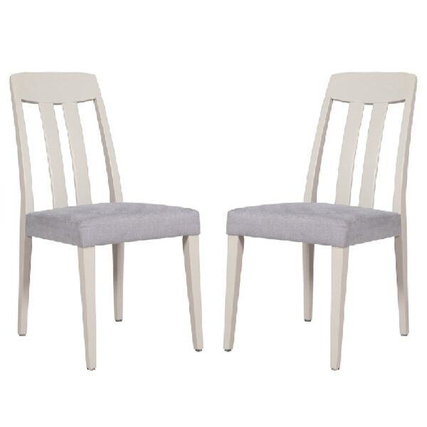 Mainz Taupe Wooden Dining Chairs With Fabric Seat In Pair