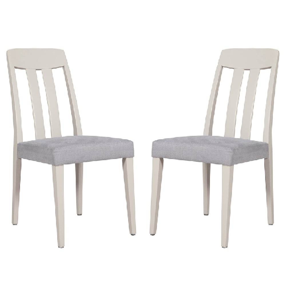 Mainz Taupe Wooden Dining Chairs With Fabric Seat In Pair