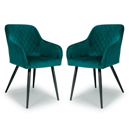 Menton Mint Green Velvet Dining Chairs With Black Legs In Pair