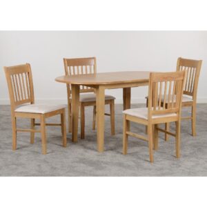Olney Wooden Extending Dining Table With 4 Oak Chairs