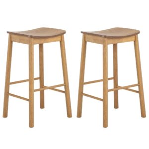 Belgrade Matt Oak Wooden Bar Stools In Pair