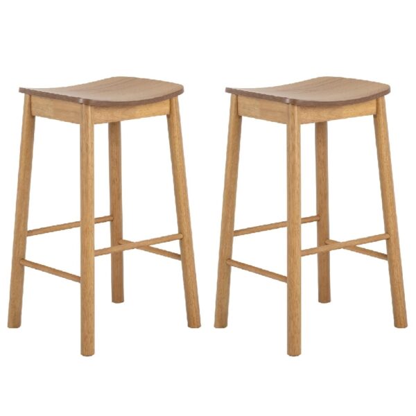 Belgrade Matt Oak Wooden Bar Stools In Pair