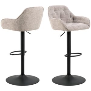 Bilbao Beige Fabric Bar Stools With Black Base In Pair