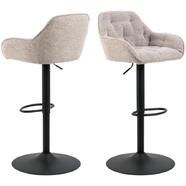 Bilbao Beige Fabric Bar Stools With Black Base In Pair