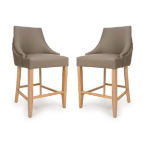 Clifton Taupe Faux Leather Counter Bar Chairs In Pair