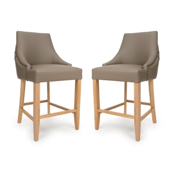 Clifton Taupe Faux Leather Counter Bar Chairs In Pair