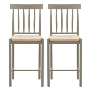 Elvira Prairie Wooden Bar Chairs With Rope Seat In Pair