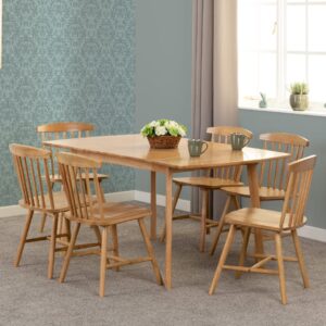 Emmett Wooden Extending Dining Table With 6 Chairs In Natural Oak