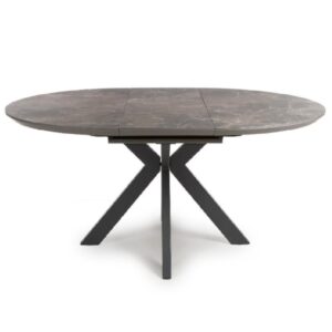 Gabri Sintered Stone Round Extending Dining Table In Grey