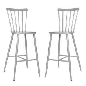 Piper Vintage Grey Outdoor Aluminium Bar Chairs In Pair