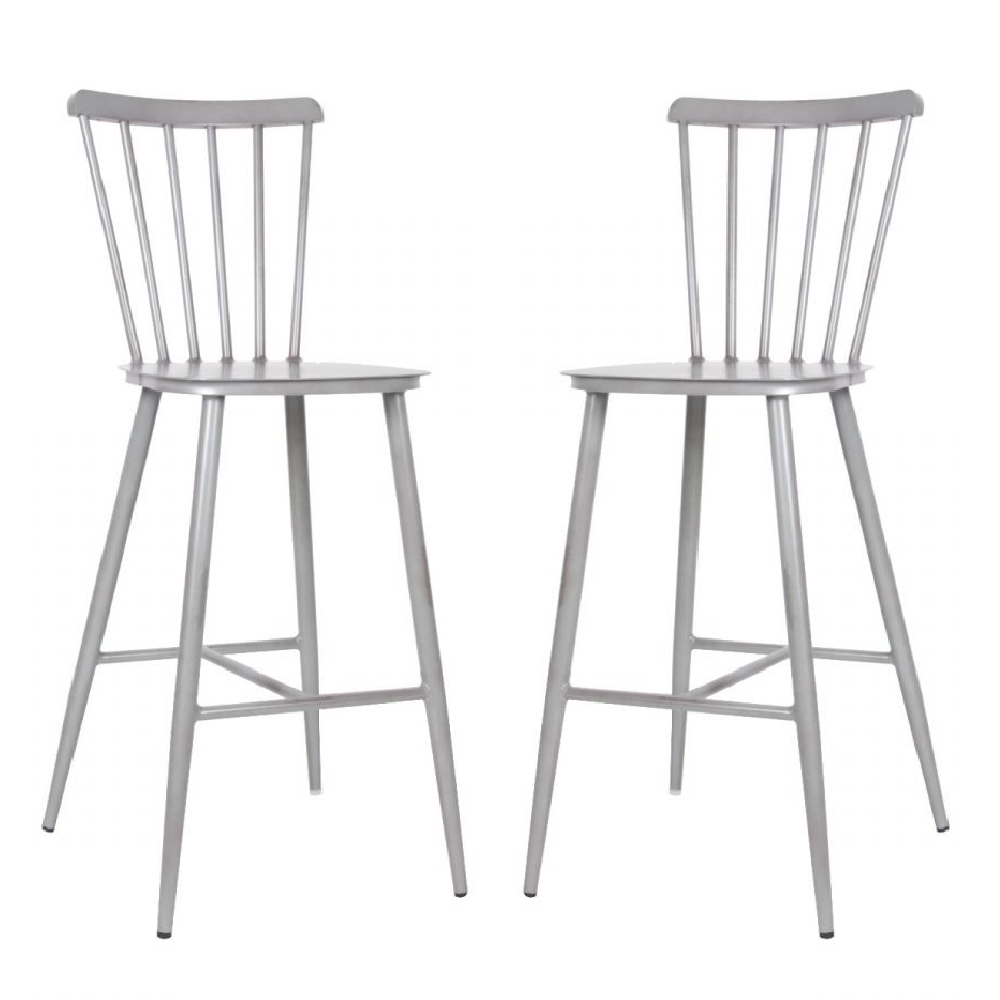Piper Vintage Grey Outdoor Aluminium Bar Chairs In Pair