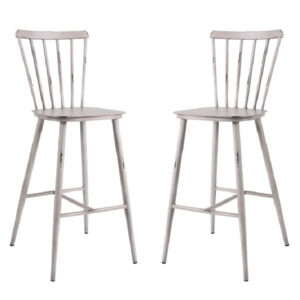 Piper Vintage White Outdoor Aluminium Bar Chairs In Pair
