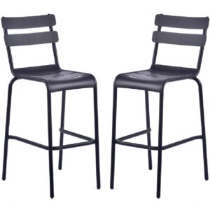 Amarillo Black Aluminium Outdoor Bar Chairs In Pair