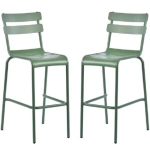 Amarillo Olive Green Aluminium Outdoor Bar Chairs In Pair