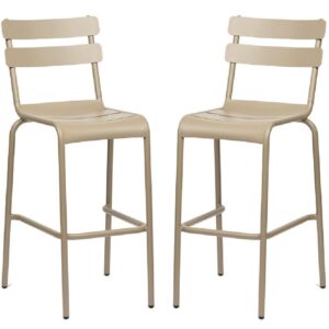 Amarillo Taupe Aluminium Outdoor Bar Chairs In Pair