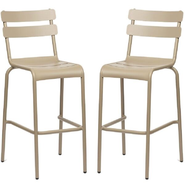 Amarillo Taupe Aluminium Outdoor Bar Chairs In Pair