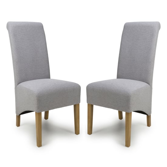 Kyoto Green Fabric Dining Chairs With Oak Legs In Pair